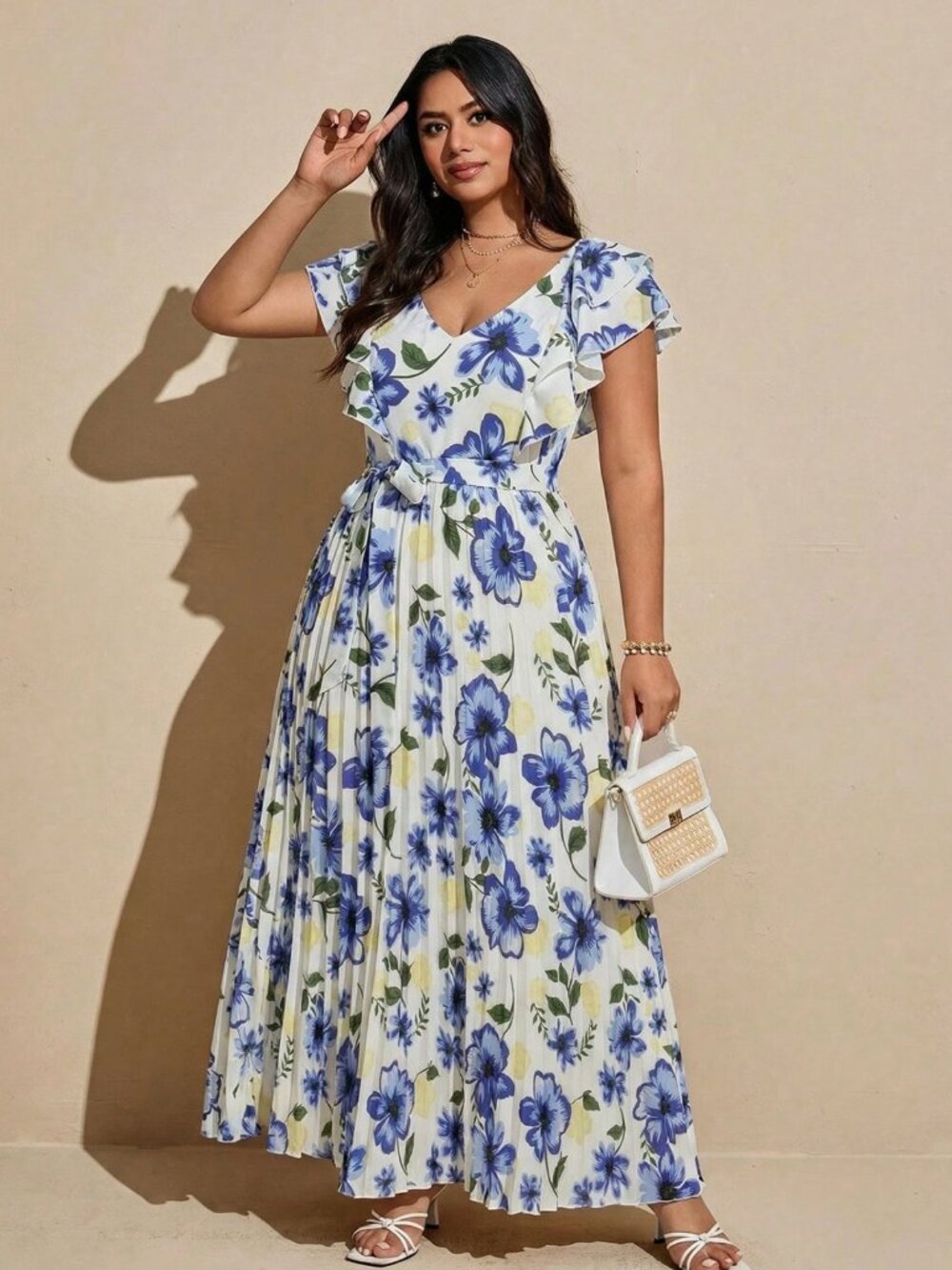 Viva Relle Blue Floral Maxi Dress 2XL